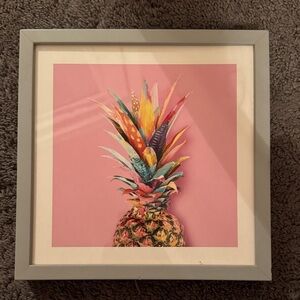 Colorful Pineapple Art Print in Gray Frame